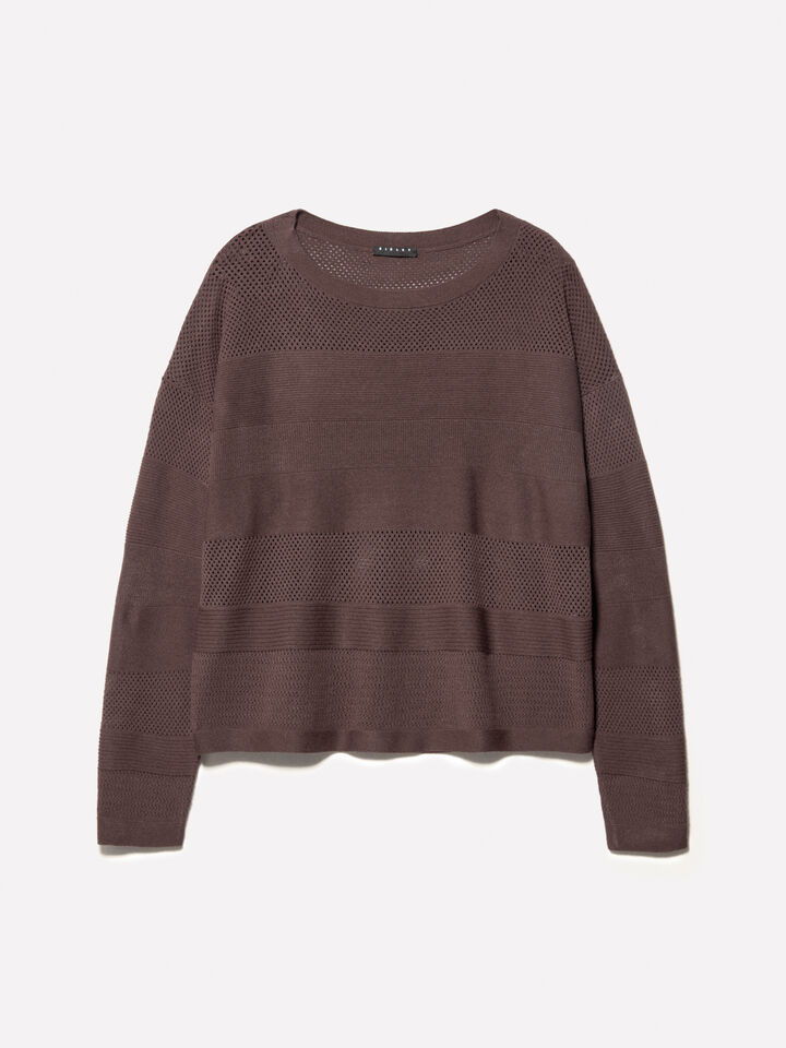 Brown boat neck sweater - women's boat neck sweaters - Dark Brown | Sisley image number 6